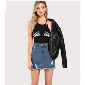 NWT- Skeleton Hand Print Halter Neck Top